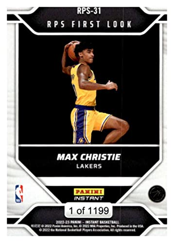 MAX CHRISTIE RC 2022-23 Panini Instant RPS 1st Look ROOKIE /1199#31 Lakers NBA