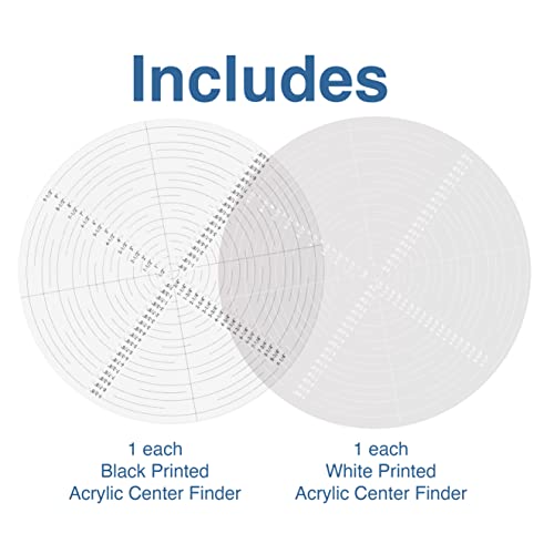 Savannah White Printed and a Black Printed 10 inch Round Center Finder Compass Clear Flexible Acrylic for Drawing Circles • Lathe Work and Woodturners