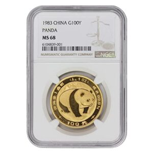 1983 no mint mark 1oz chinese gold panda ms-68 by mint state gold 100 yn ngc ms68