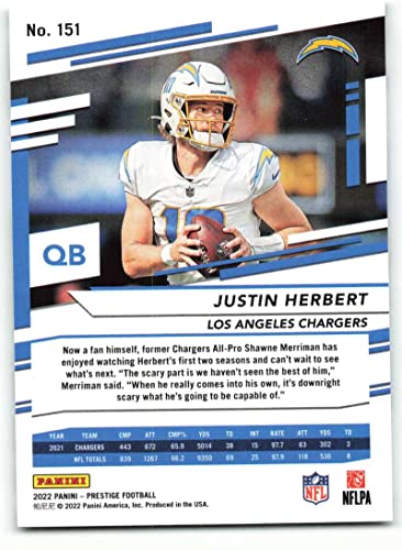 2022 Panini Prestige #151 Justin Herbert Los Angeles Chargers NFL Football Trading Card