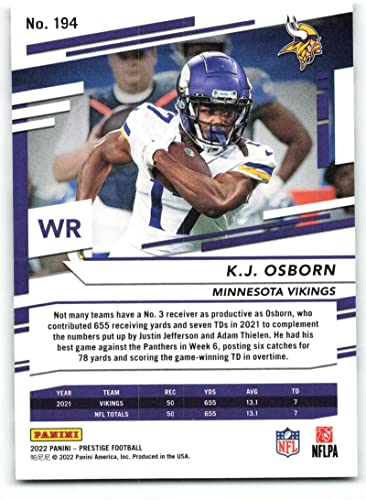 2022 Panini Prestige #194 K.J. Osborn Minnesota Vikings NFL Football Trading Card