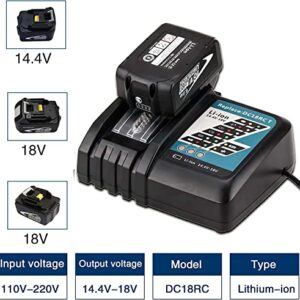 DC18RC 18 Volt Replacement Battery Charger Compatible with Makita 14.4V-18V LXT Battery Lithium-Ion BL1815 BL1830 BL1840 BL1845 BL1850 BL1860