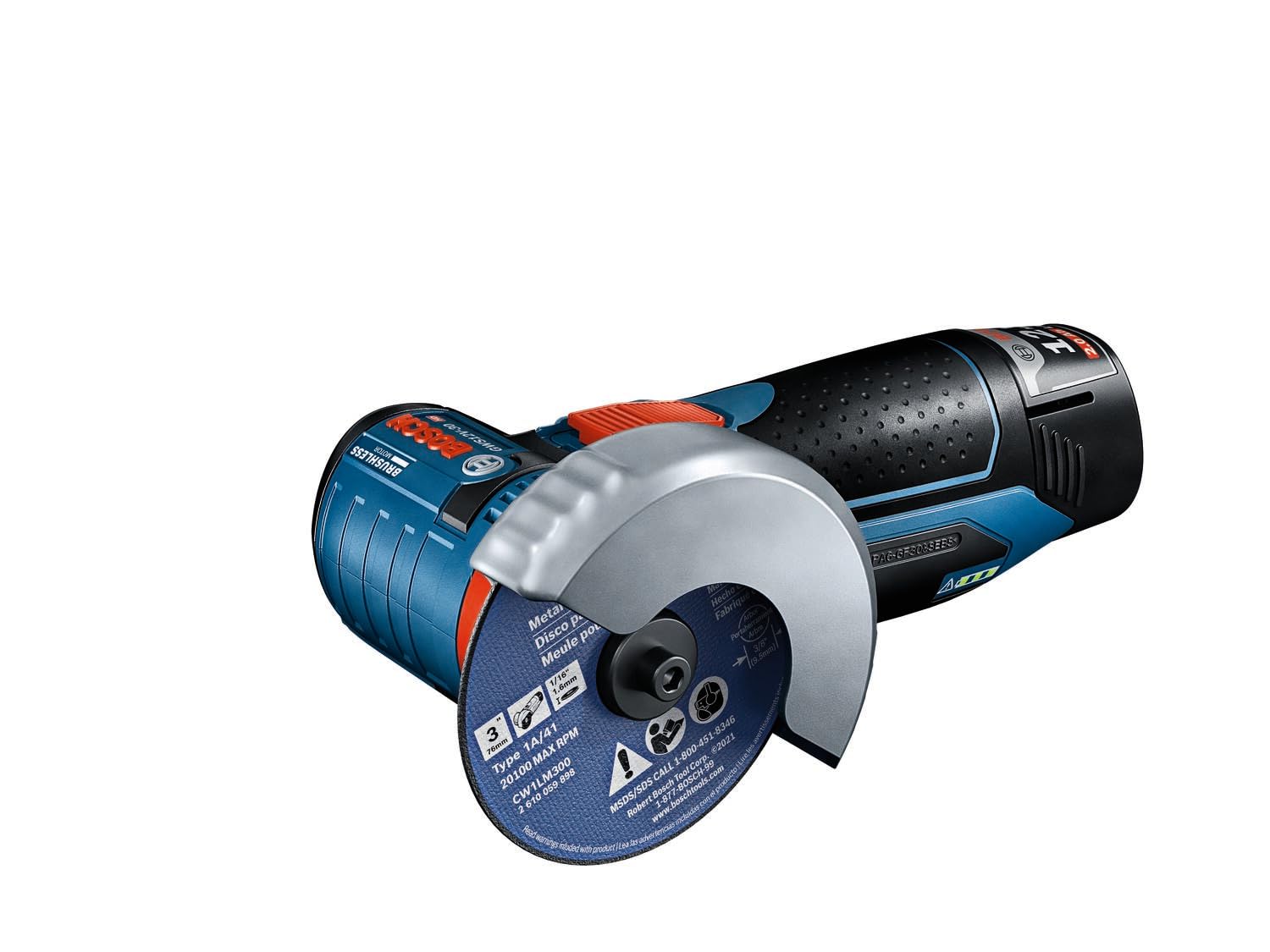 BOSCH GWS12V-30N 12V Max Brushless 3 In. Angle Grinder (Bare Tool), Blue