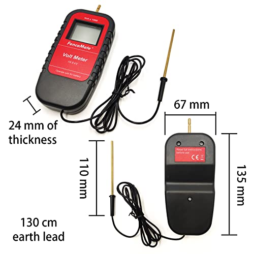 FenceMate Digital Volt Meter for Electric Fence, Range up to 19,900 V (19.9 kV), Fence Voltage Tester with Large LCD Display, Automatic On/Off, Grounding & 9V Battery Included