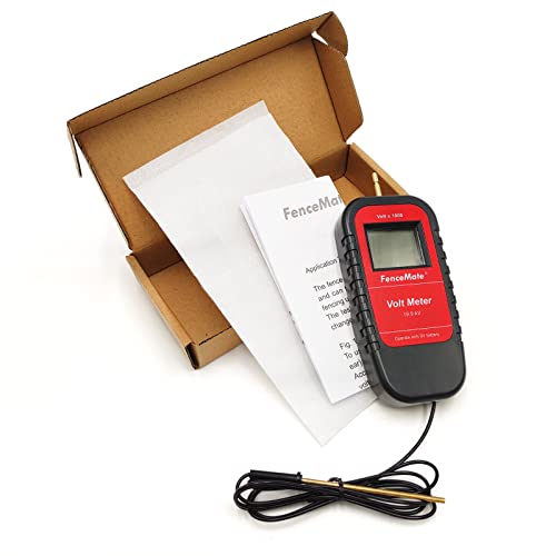 FenceMate Digital Volt Meter for Electric Fence, Range up to 19,900 V (19.9 kV), Fence Voltage Tester with Large LCD Display, Automatic On/Off, Grounding & 9V Battery Included