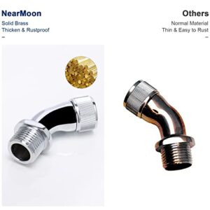 NearMoon Shower Elbow Adapter for Shower Head, Solid Brass 45°G1/2 Male to Female Shower Arm Extension Connector, Polish Chrome