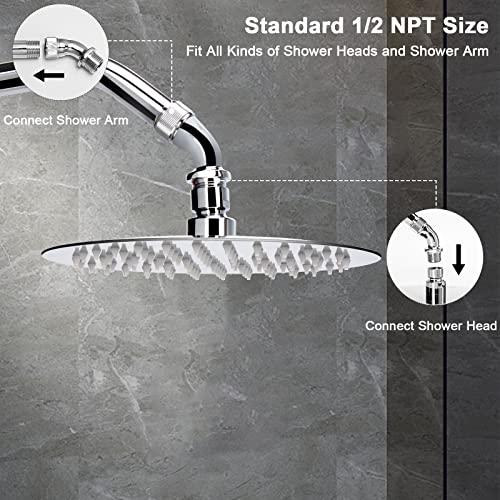 NearMoon Shower Elbow Adapter for Shower Head, Solid Brass 45°G1/2 Male to Female Shower Arm Extension Connector, Polish Chrome