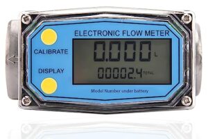 1" flow meter, lcd electronic digital display flowmeter，with 1-inch npt inlet/outlet, for measure a variety of diesel, kerosene, gasoline liquid flow
