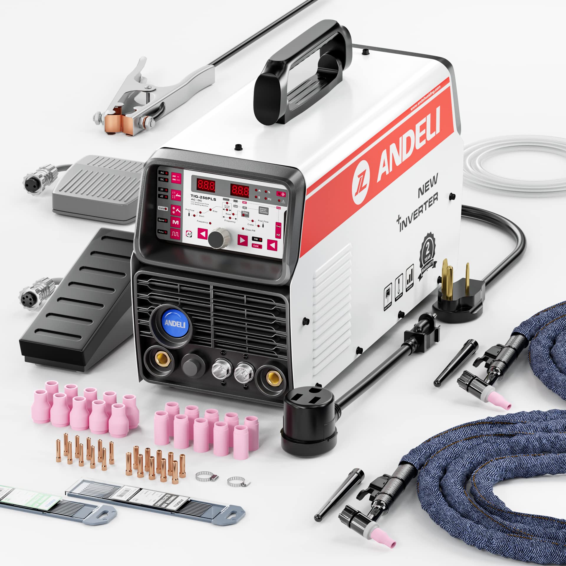 ANDELI Tig Welder Ac/Dc,110V/220V 200AMP Aluminum Tig Welder,Stick Tig Cold Multiprocess Tig Welding,Arc Protable Welding Machine