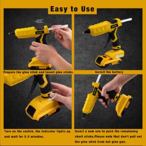 Mellif 100W Cordless Hot Glue Gun for dewalt 20V Max Battery (NOT Included) High Temp Electric Power Glue Gun with 20PCS Full Size Glue Sticks for Arts Crafts DIY Festival Decor School Home Repair