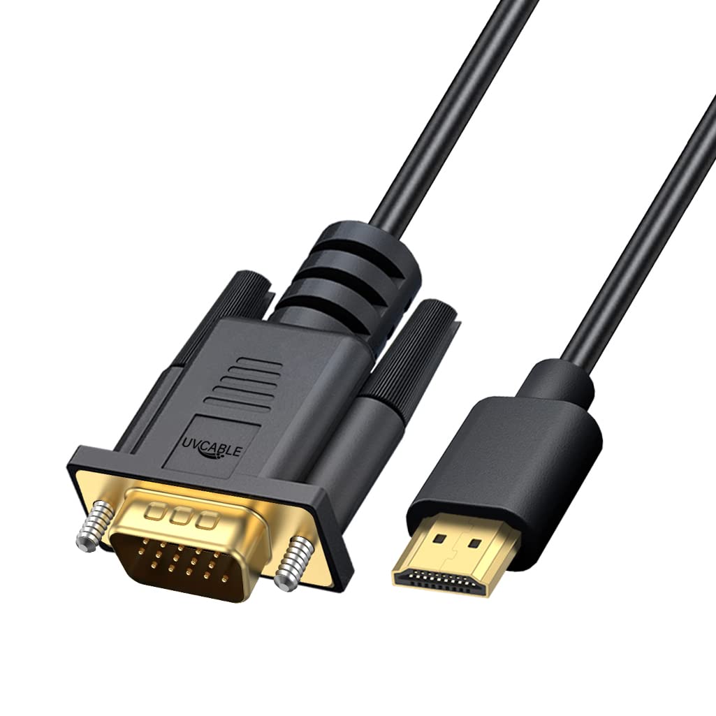 HDMI to VGA Cable Adapter, Gold-Plated, 6 Feet Male to MaleCord for Computer, Desktop, Laptop, PC, Monitor, Projector, HDTV, and More (NOT Bidirectional) -1.83M