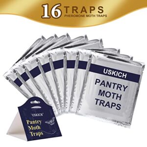 Moth Traps for Pantry Moths, 16 Pack Kitchen Moth Traps with Pheromones Prime, Non-Toxic Easy Setup Sticky Glue Trap for Food and Cupboard Moths in Your Kitchen (Organic)