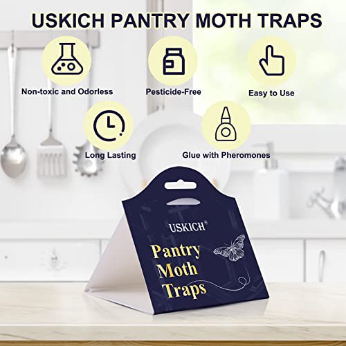 Moth Traps for Pantry Moths, 16 Pack Kitchen Moth Traps with Pheromones Prime, Non-Toxic Easy Setup Sticky Glue Trap for Food and Cupboard Moths in Your Kitchen (Organic)