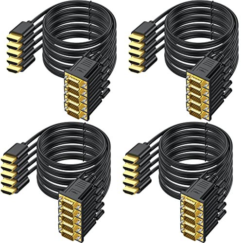 HDMI to VGA Cable 6 Ft, 20-Pack Gold-Plated Computer HDMI to VGA Monitor Cord Male to Male for Computer, Desktop, Laptop, PC, Monitor, Projector, HDTV (NOT Bidirectional)-Black