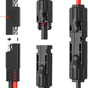 Solar Panel Connector Cable, Dafensoy 10AWG SAE to Male & Female Solar Panel Connector Adapter with SAE Polarity Reverse Adapter for RV Solar Panel DC Power Battery Charger 2Ft/60cm