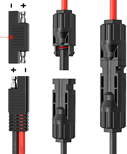 Solar Panel Connector Cable, Dafensoy 10AWG SAE to Male & Female Solar Panel Connector Adapter with SAE Polarity Reverse Adapter for RV Solar Panel DC Power Battery Charger 2Ft/60cm