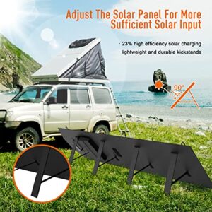 RoRood Portable Solar Panel, 60W Foldable Solar Panels 18V 22% Higher Efficiency Solar Charger IPX3 Waterproof Solar Panel Kit with USB, DC Output, 10 Connectors for Most Power Stations, Camping,RV