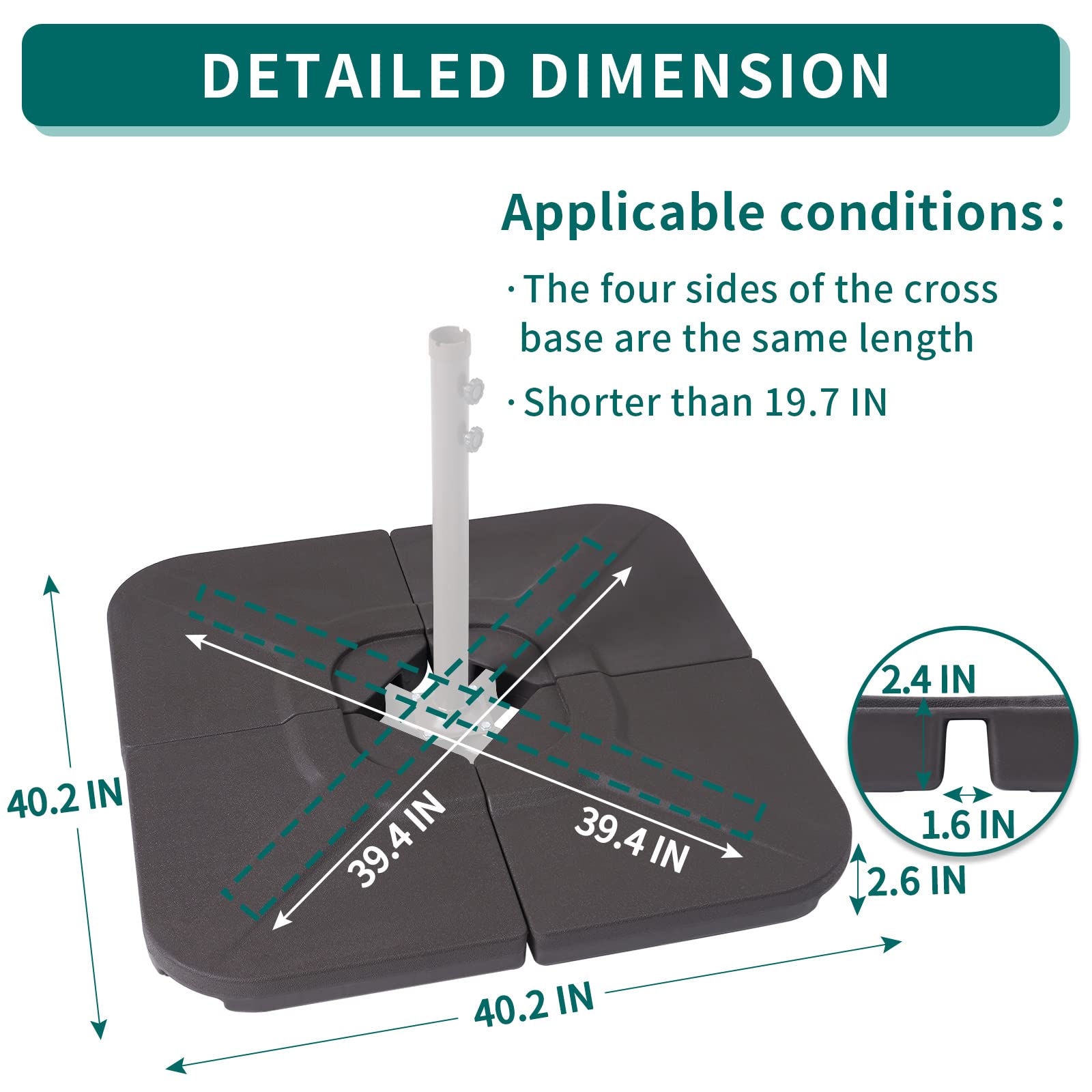 UDPATIO Heavy Duty Patio Umbrella Base Round Umbrella Stand Outdoor Base(80 lbs) with Water Sand Filled for Market Umbrella Table Umbrella