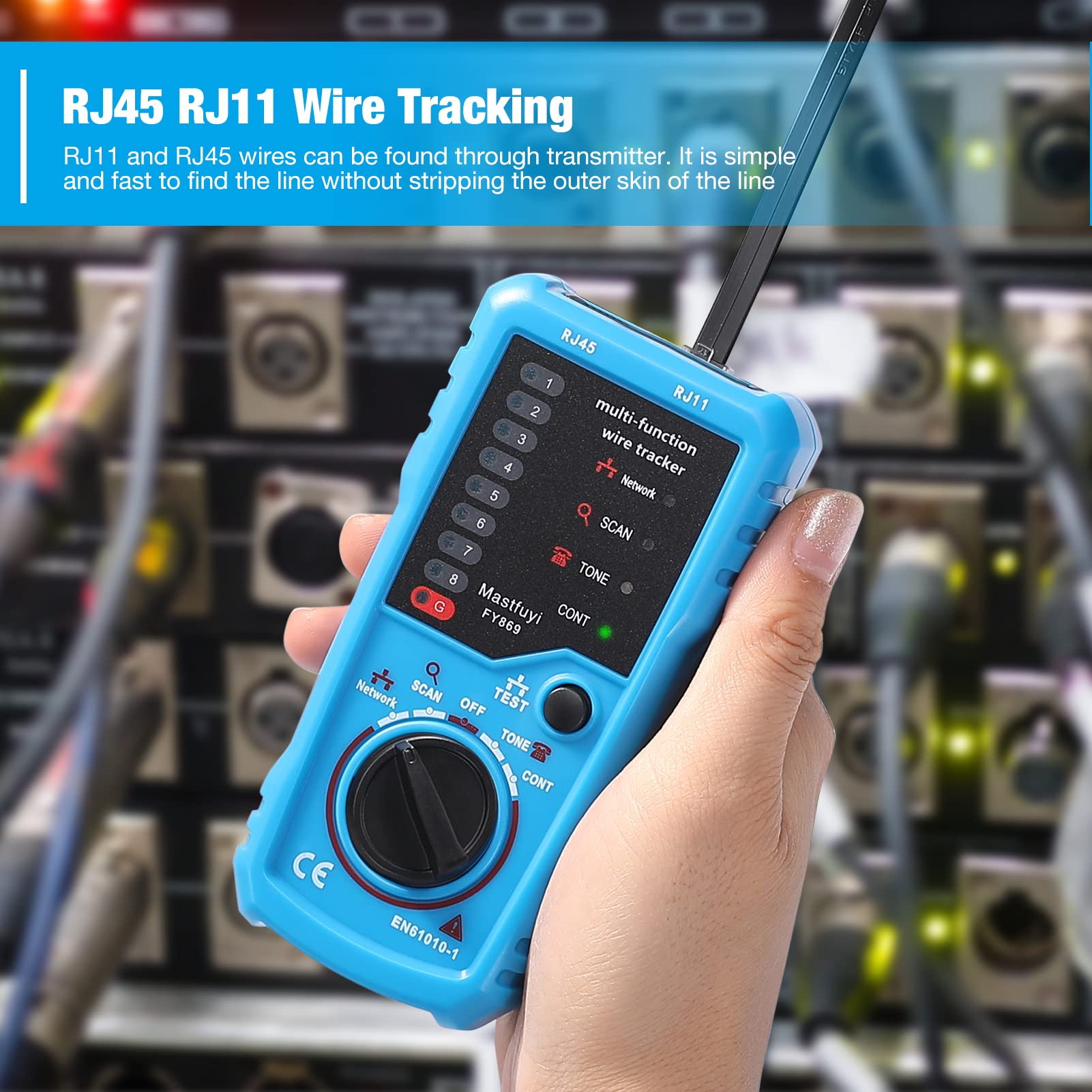 Mastfuyi Network Cable Tester, Cable Tracer with Probe Tone, RJ11 RJ45 Line Finder, Wire Tracker Multifunction, Ethernet LAN Network Cat5 Cat6 Cable Maintenance Collation, Telephone Line Test