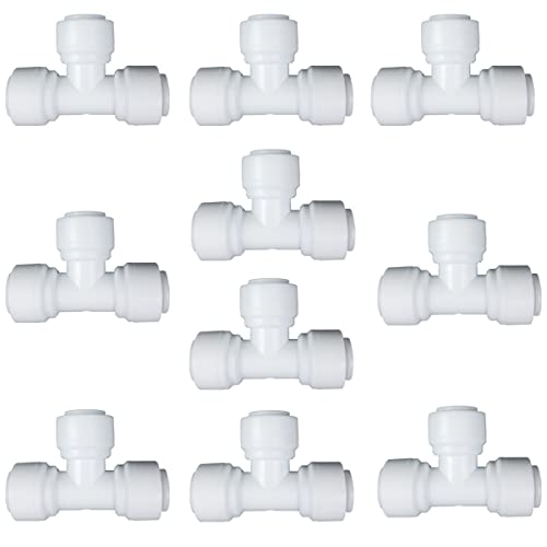 XINWOO Quick Connect Fittings RO Water Filters Set of 10 (T Type,1/4" Tube OD)