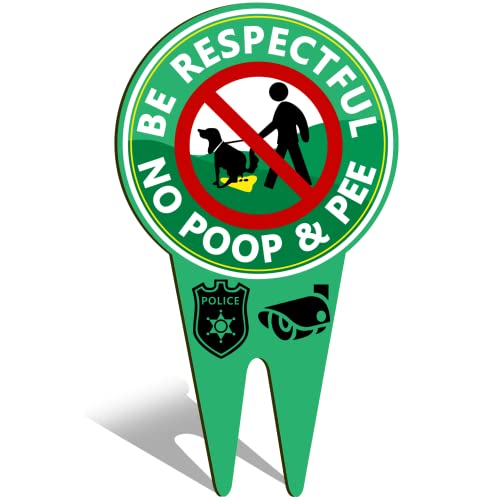 Be respectful dog sign, double sided sign, no pooping dog sign, Stay clean, Keep off grass sign