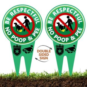 Be respectful dog sign, double sided sign, no pooping dog sign, Stay clean, Keep off grass sign