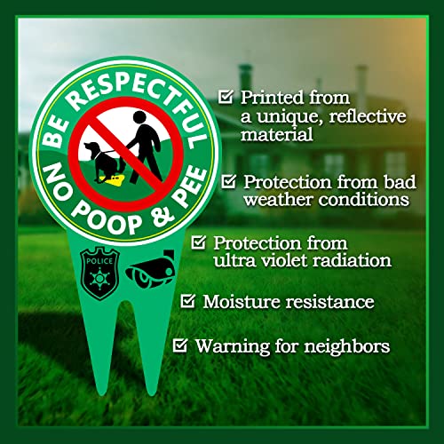 Be respectful dog sign, double sided sign, no pooping dog sign, Stay clean, Keep off grass sign