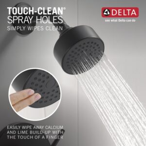 Delta Faucet Modern 14 Series Matte Black Shower Faucet, Delta Shower Trim Kit with Single-Spray Touch-Clean Black Shower Head, Matte Black T14259-BL-PP (Valve Not Included)