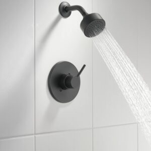 Delta Faucet Modern 14 Series Matte Black Shower Faucet, Delta Shower Trim Kit with Single-Spray Touch-Clean Black Shower Head, Matte Black T14259-BL-PP (Valve Not Included)