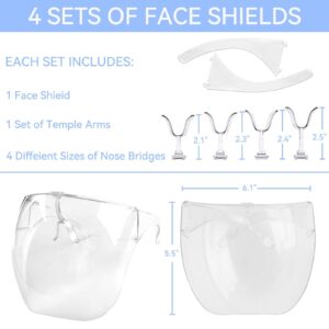 PICcircuit Face Shield with Glasses 4 Pack, Anti-Fog Clear Face Mask Full-Face Protection Reusable Breathable See Through Goggles for Adults