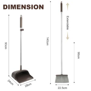 Jekayla 54" Long Handled Broom and Dustpan Set - Perfect Dust Pan and Brush Combo for Efficient Cleaning, Brown