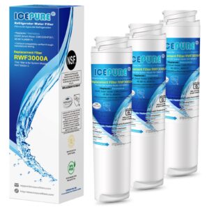 icepure gswf water filter replacement compatible with ge gswf, utilizes advanced activate coconut carbon block 3 pack