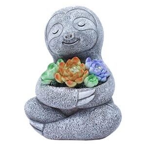 happyyami courtyard garden decoration resin flower plant pot animal statue bradypode figurine jungle figurines for landscape bonsai crafts decorations mini sloth figure