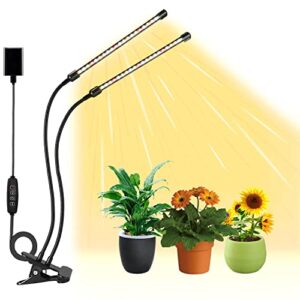 jinhongto plant light for indoor plants, 3000k/5000k/660nm full spectrum clip on grow light, 3 light modes & 10 dimming levels with timer function, plant growing lamp
