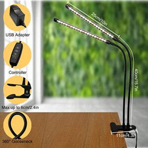 JINHONGTO Plant Light for Indoor Plants, 3000k/5000k/660nm Full Spectrum Clip On Grow Light, 3 Light Modes & 10 Dimming Levels with Timer Function, Plant Growing Lamp