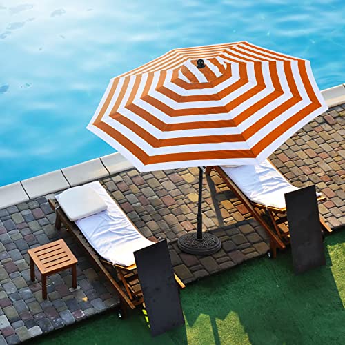 MASTERCANOPY Patio Umbrella 9 ft Replacement Canopy for 8 Ribs-Orange&White