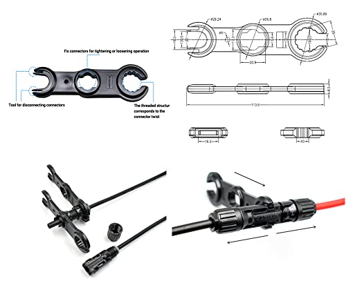 Solar Panel Connector Crimper ToolKit for 14/12/10 AWG Solid Copper Pins, Crimping and Stripping Tools, Spanner Bag for Solar Installation