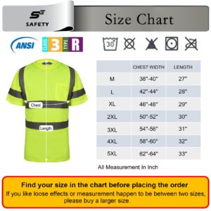 Hi Vis T Shirt Class 3 High Visibility Shirts for Men Safety Shirts with Reflective Strips and Pocket Breathable Construction Work Mesh Short Sleeve Yellow XL