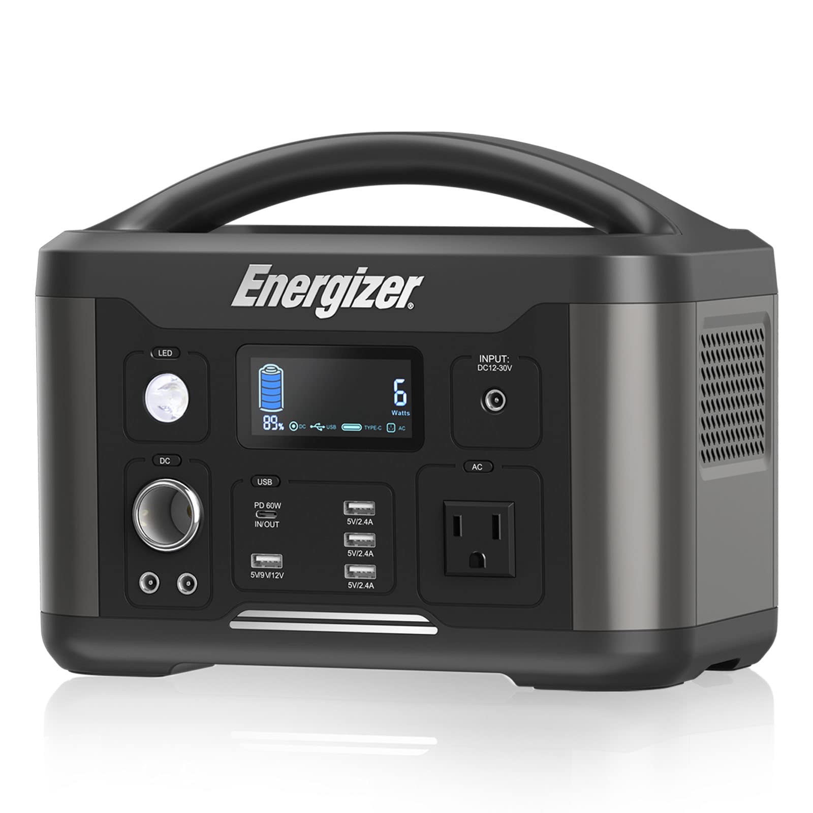 Energizer Portable Power Station PPS700 626Wh Battery 110V/600W Backup Lithium Battery, 110V/600W Pure Sine Wave AC Outlet, Solar Generator for Outdoors Camping Travel Hunting Blackout