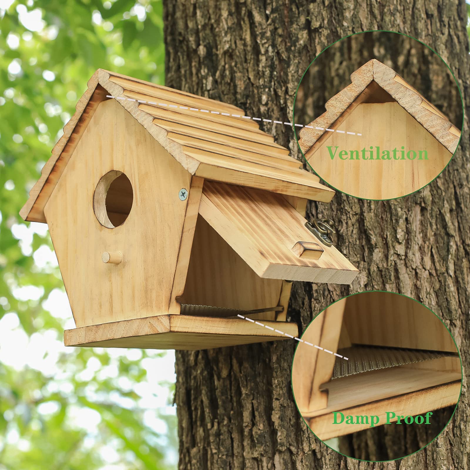 STARSWR Bird House,Outdoor Bluebird House for Outside Clearance,Wooden Birdhouse Finch Cardinals Hanging Birdhouse Nesting Box for Wild Bird Viewing