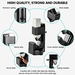 Hammer Lug Crimper Tool, Huazu Hammer Crimper Wire Terminal Crimper for Crimps Battery and Welding Cables 8 AWG to 2/0 Wire Gauge