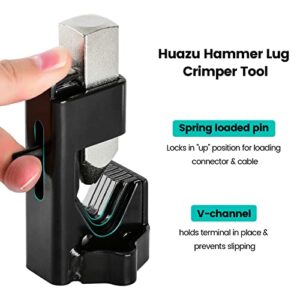 Hammer Lug Crimper Tool, Huazu Hammer Crimper Wire Terminal Crimper for Crimps Battery and Welding Cables 8 AWG to 2/0 Wire Gauge