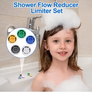 PAGOW 10pcs Shower Flow Reducer Limiter, gpm 1.5 1.8 2.0 2.5 3.0 Shower Head Flow Restrictor, Shower Head Water Saver Adapter Set for Handheld Shower, Bathroom, Toilet (0.56x0.54 x 0.21inch)