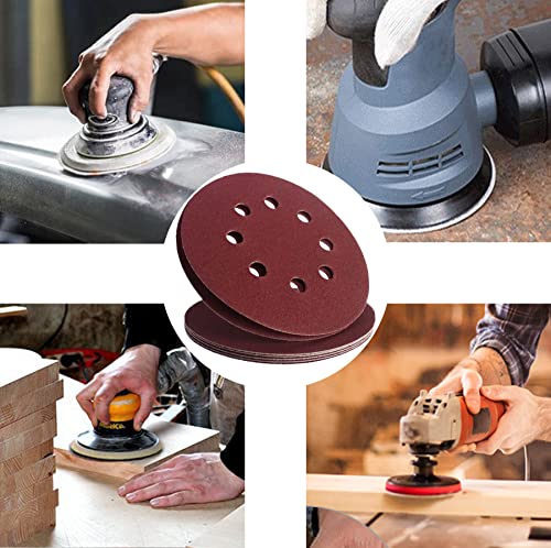 50Pcs 125mm 8 Holes Sanding Discs Pads Sanding Sheets, 5 Inch 40 Grits Hook and Loop Sandpaper Sheet for Random Orbital Sander.