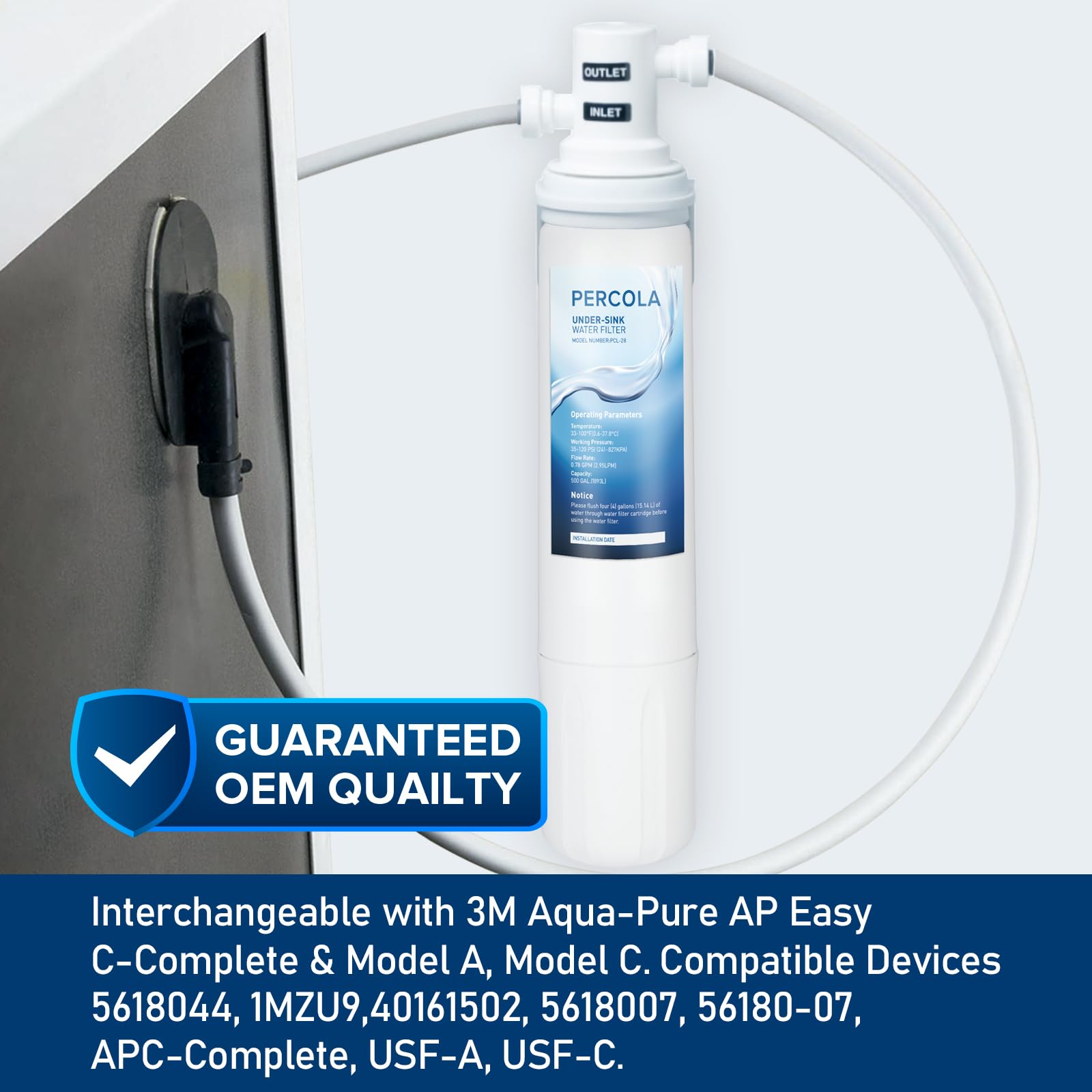 PERCOLA AP Easy C-Complete/Model A/C Under Sink Water Filter, Compatible with 3M Aqua-Pure AP Easy Complete System/USF-A/C Under Sink Filtration System 500 Gallons top(3 Pack)