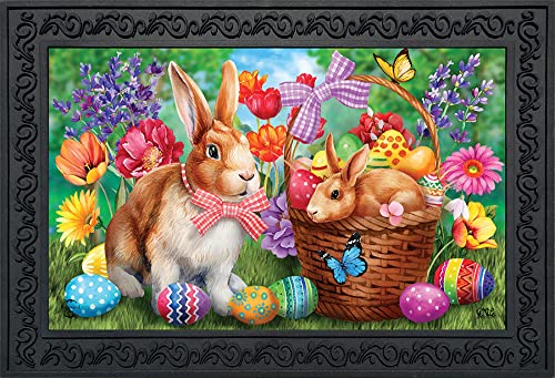 Briarwood Lane Bunnies and Basket Easter Doormat Indoor Outdoor 30" x 18"