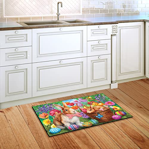 Briarwood Lane Bunnies and Basket Easter Doormat Indoor Outdoor 30" x 18"