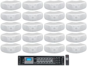 rockville rcs650-6 650w 6 zone 70v commercial/restaurant amplifier bundle with (20) rockville wet-d4 white dual 4" speakers