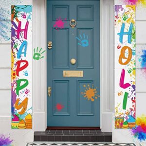 holi porch banner festival of color porch signs home front door hanging decor happy holi party decoration ideas outdoor yard flags