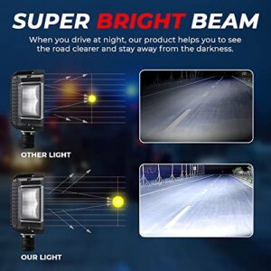 Abrams Snow Plow Lights Anti Freeze/Anti Icing Function LED Combination Pedestal HeadLight Kit - Heated Lens Heavy-Duty ATV Snow Plow Truck Snowplow Road Side Safety Universal Snow Thrower Accessory